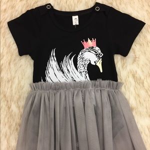 Baby Girl Black and Grey Swan Dress